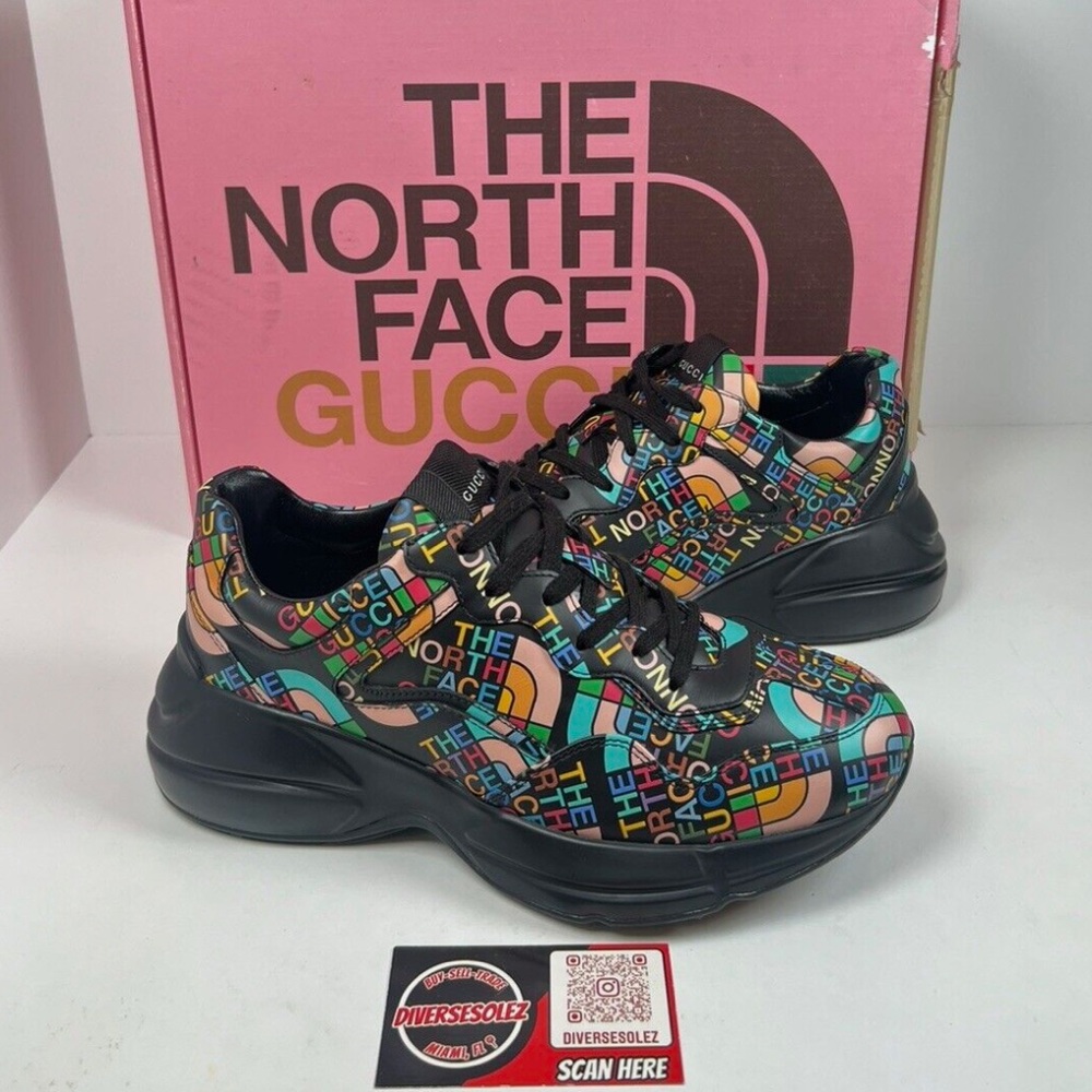 Size 5G- Gucci Leather The North Face X Sneakers Black  UNISEX